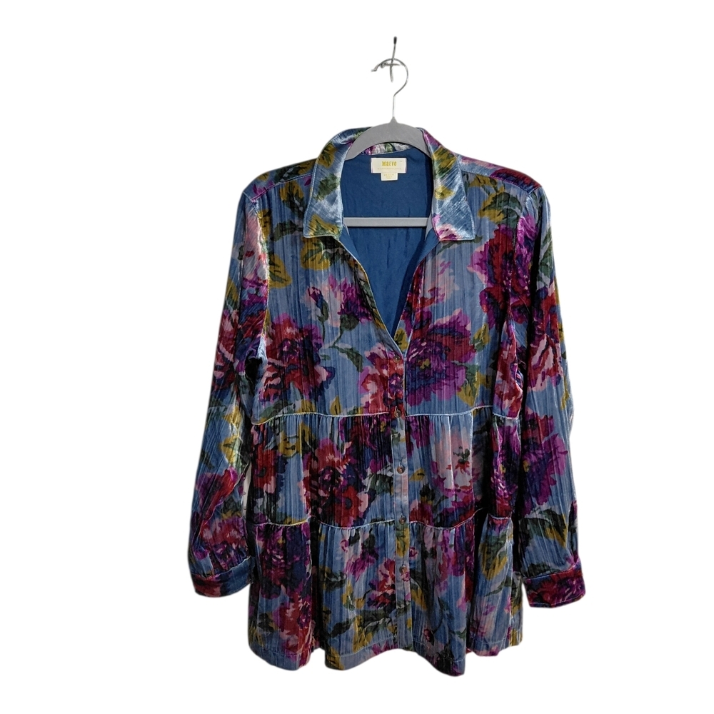 Maeve Floral Tunic in Blue and Purple